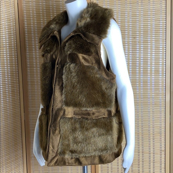 RLZ by Rachel Zoe Brown Faux Fur Vest Size Large - Picture 4 of 6